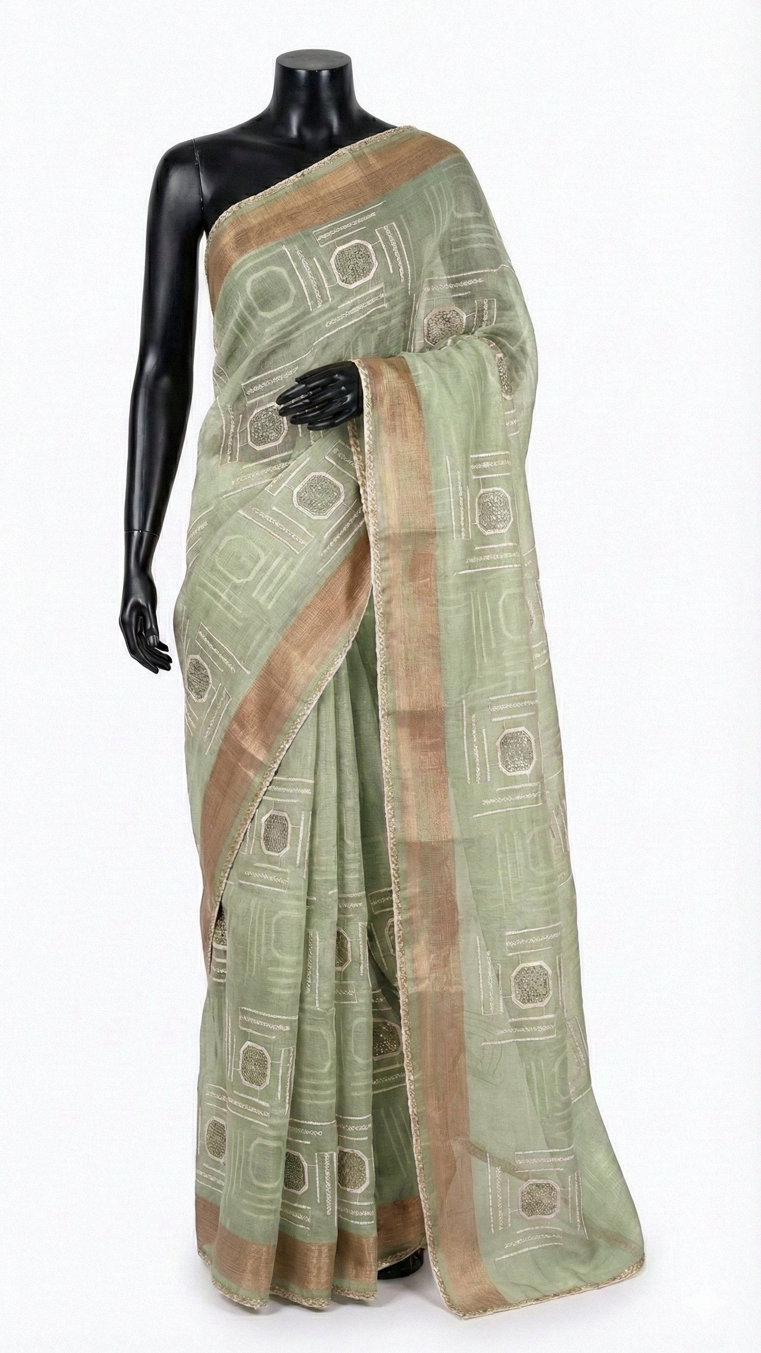 Handwoven Cotton Silk Saree with Minimal Geometric Motifs